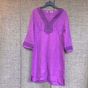 Athleta linen zip front dress color berry